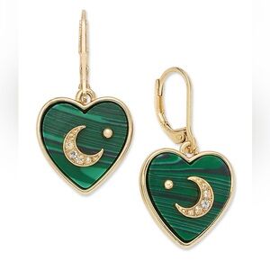 Pavé Moon Stone Heart Drop Earrings